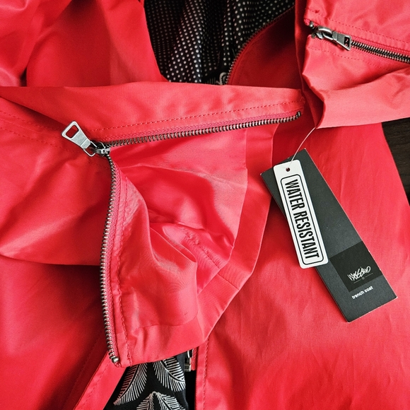 MOSSIMO Womens Red Y2K Retro Classic Preppy Belted Trench Coat Jacket Sz XL NEW! - Picture 14 of 14